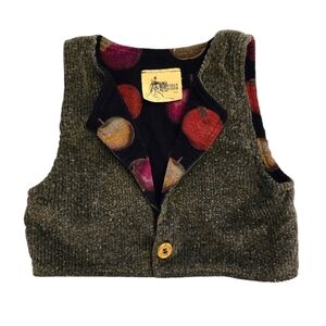 Vintage 1980s-1990s Prince Prints Tweed Vest with Fruit Pattern